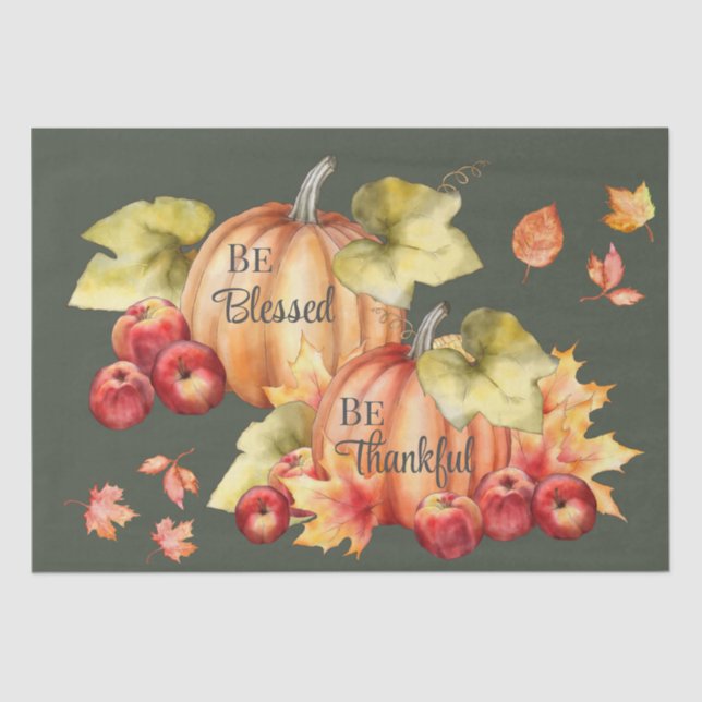 Papier Mousseline Papier Tissu Set 2 Green Thankful; Blessé (Recto)