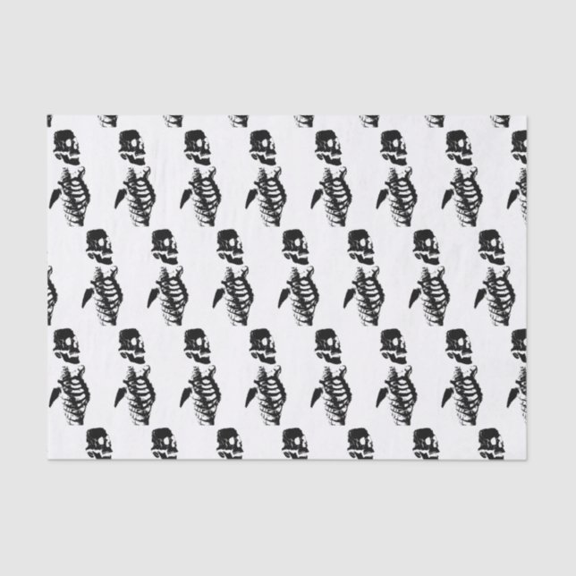 Papier Mousseline Papier Tissu SKELETON NOIR (Recto)