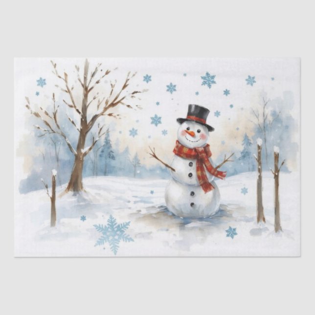 Papier Mousseline Papier Tissu Snowman Aquarelle (Recto)