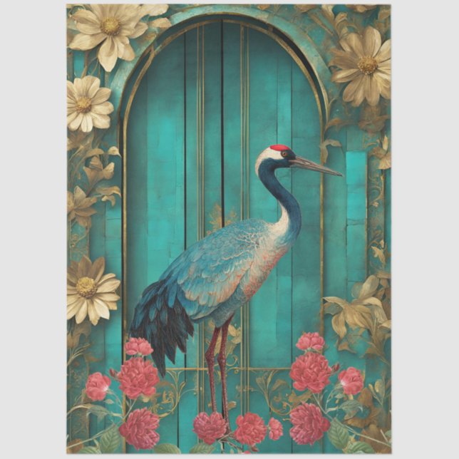 Papier Mousseline Papier Tissu Turquoise Grande Chaîne Shabby (Recto)