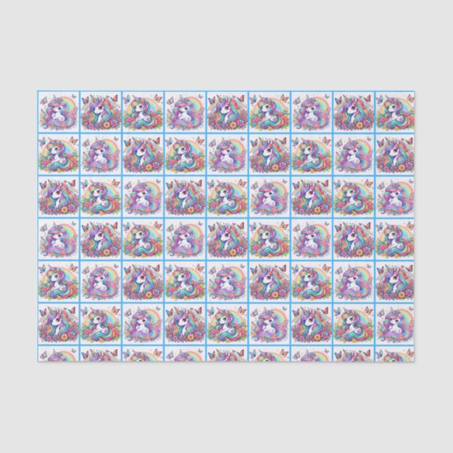 Papier Mousseline Papier Tissu Unicorne Lumineux (Recto)