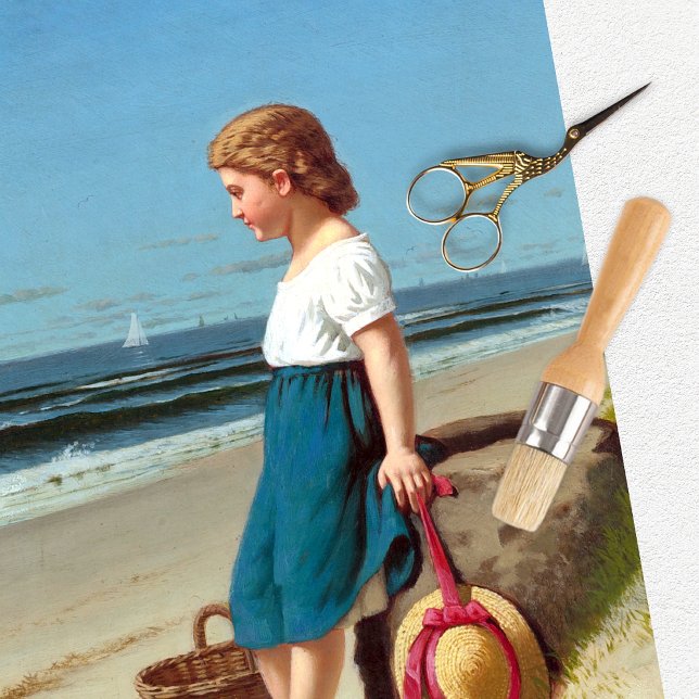 Papier Mousseline Papier Tissu vintage Girl Beach (Créateur téléchargé)