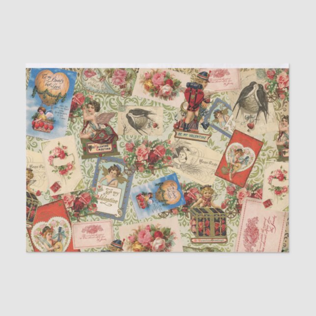Papier Mousseline Papier Tissu vintage Valentine (Recto)