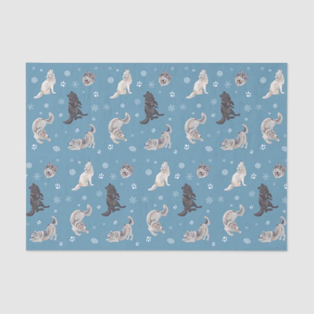 Papier Mousseline Papier Tissu Wolf Holiday (Recto)