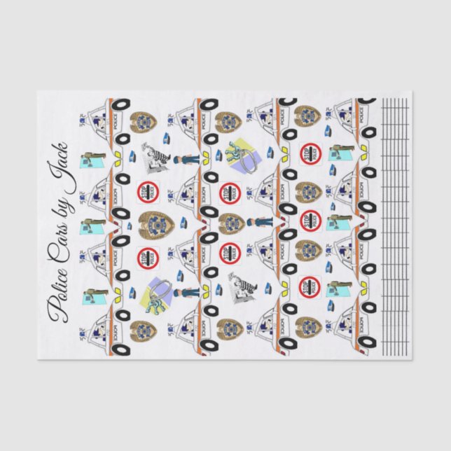 Papier Mousseline Papier Tissus Cars de police (Recto)