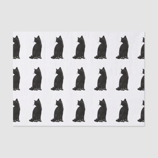 Papier Mousseline Papier Tissus de chat noir (Recto)