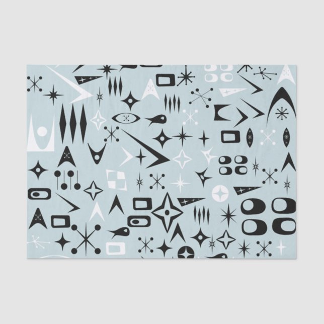 Papier Mousseline Papier Tissus Moderne Du Milieu Du Siècle Bleu (Recto)