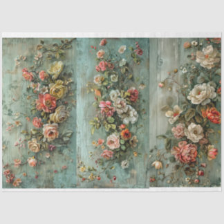 Papier Mousseline Papiers bleus floraux pour la conception de tablea