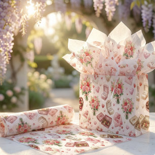 Papier Mousseline Papiers de soie motif Bagues en diamant, roses et