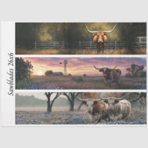 Papier Mousseline Papiers découpés Longhorn Wester Lames de scie