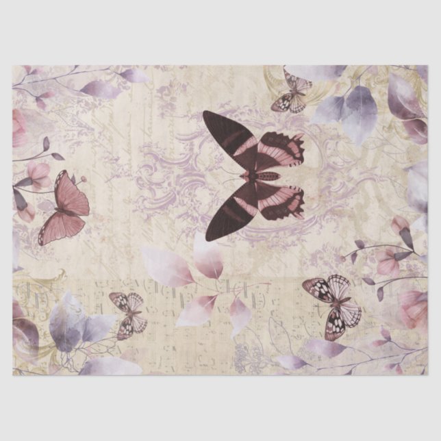 Papier Mousseline Papillon antique Vintage Ephémère Découpage (Recto)