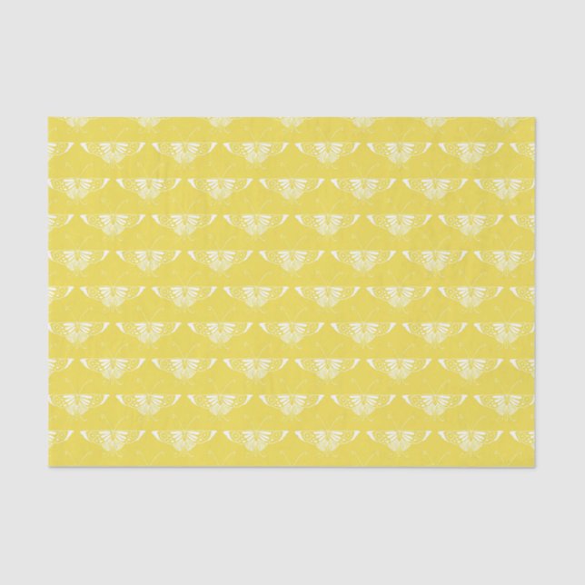 Papier Mousseline Papillon Art déco stylisé - jaune et blanc (Recto)