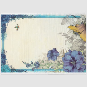 Papier Mousseline Papillon bleu et poitrine papillon No2