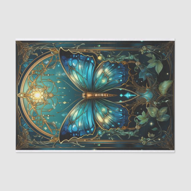 Papier Mousseline Papillon bleu Sapphire étonnant (Recto)