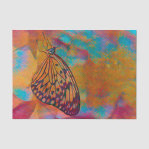 Papier Mousseline Papillon Bohème Bleu Orange Hippie Découpage
