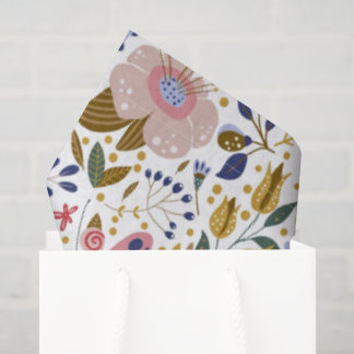 Papier Mousseline Papillon Bohème Motif Fleur Sauvage Coloré