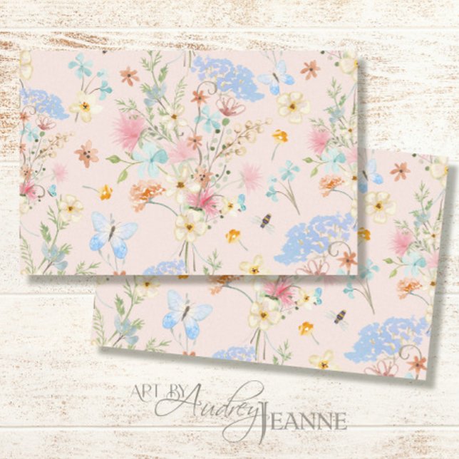 Papier Mousseline Papillon d'abeille rose fleur sauvage (Créateur téléchargé)