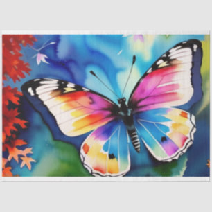 Papier Mousseline Papillon d'aquarelle multicolore rustique