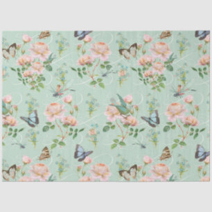 Papier Mousseline Papillon de libellule Fairy Pink Floral