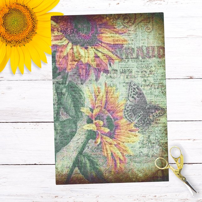 Papier Mousseline Papillon de tournesol rustique Bold Ephemera Décou (Créateur téléchargé)