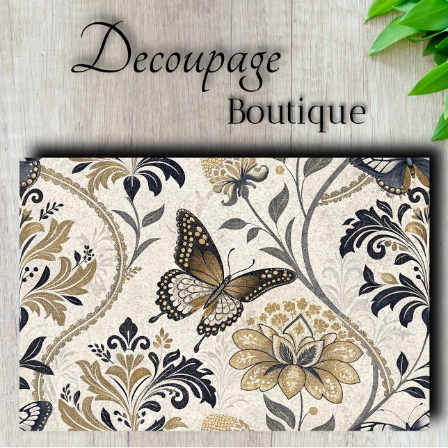 Papier Mousseline Papillon élégant en découpage de Damas (Elegant Damask Butterfly Decoupage Tissue Paper)
