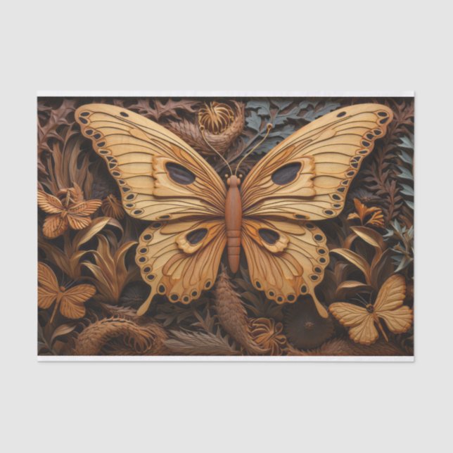 Papier Mousseline Papillon en bois sculpté (Recto)