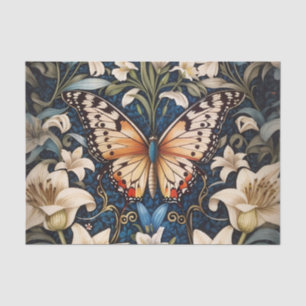 Papier Mousseline Papillon et Lilies Botanique