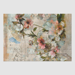 Papier Mousseline Papillon Fleur Shabby Collage Postale Découpage