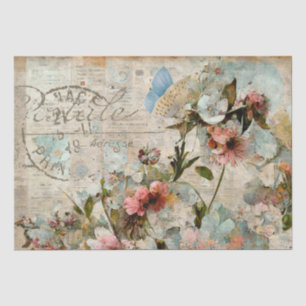 Papier Mousseline Papillon Fleur Shabby Collage Postale Découpage