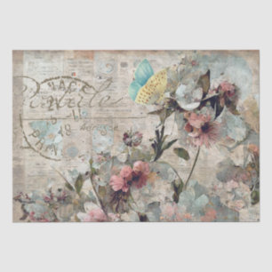 Papier Mousseline Papillon Fleur Shabby Collage Postale Découpage