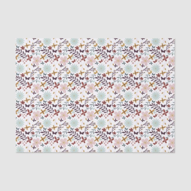Papier Mousseline Papillon floral d'automne (Recto)