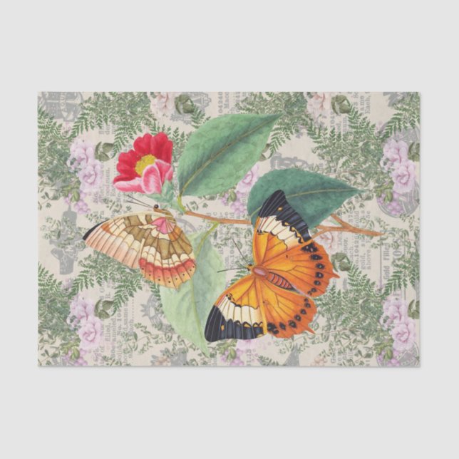Papier Mousseline Papillon floral élégant (Recto)