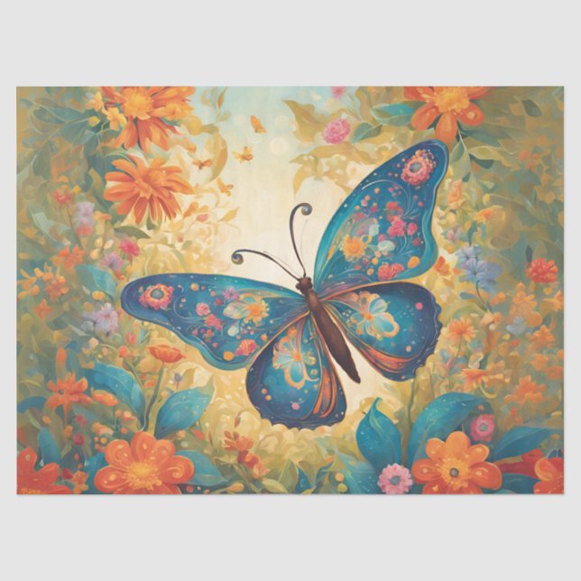Papier Mousseline Papillon Floral Fantaisiste (Recto)