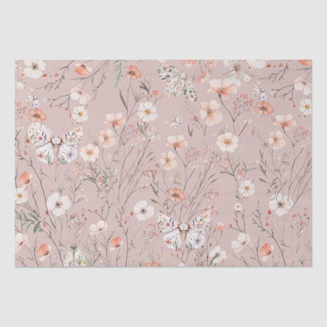 Papier Mousseline Papillon floral Fleur sauvage Boho (Recto)
