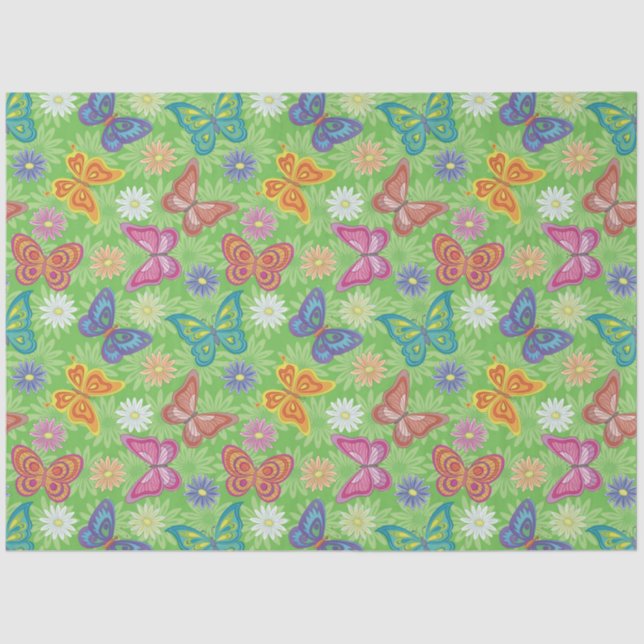Papier Mousseline Papillon Floral naturel moderne de luxe (Recto)