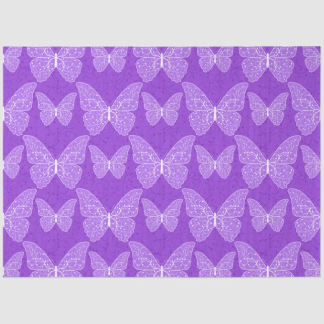 Papier Mousseline Papillon floral naturel moderne violet luxueux (Recto)