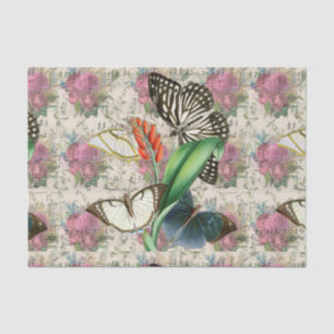 Papier Mousseline Papillon floral vintage