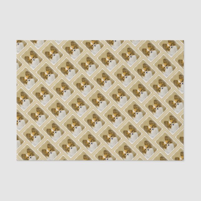 Papier Mousseline Papillon (Hound Tri) Peinture - Art Chien original (Recto)