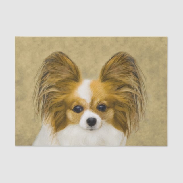 Papier Mousseline Papillon (Hound Tri) Peinture - Art Chien original (Recto)