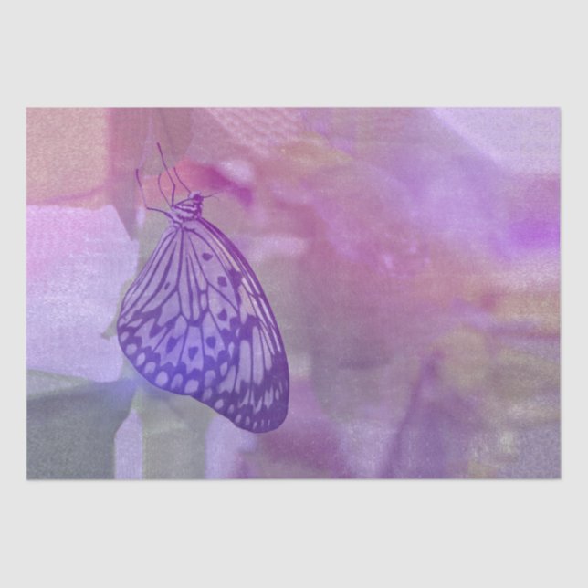 Papier Mousseline Papillon imprimé couleur pastel violet Aquarelle (Recto)