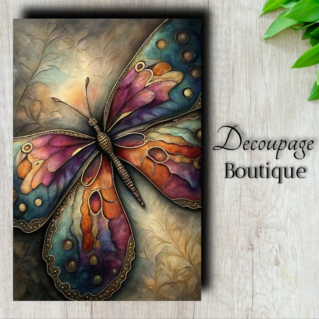 Papier Mousseline Papillon métallique découpage (Metallic Butterfly Decoupage Tissue Paper)