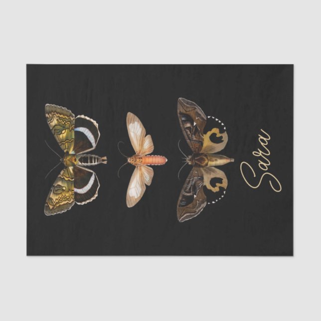 Papier Mousseline Papillon Moth vintage Personnalisé (Recto)