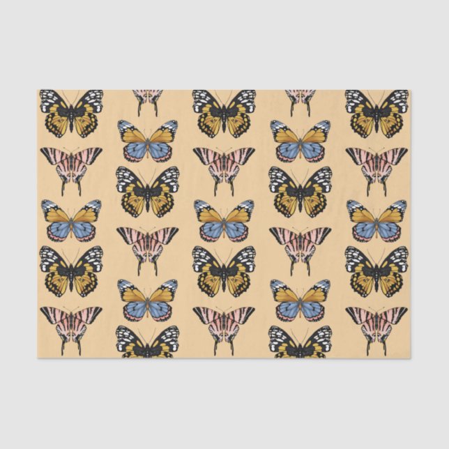 Papier Mousseline Papillon orange moderne à papillon floral (Recto)