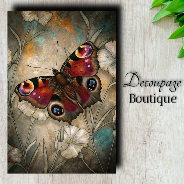 Papier Mousseline Papillon Paon Découpe (Peacock Butterfly decoupage Tissue Paper)