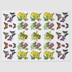 Papier Mousseline Papillon rose orange vintage jaune violet orchidée