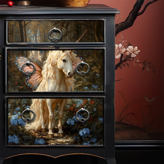 Papier Mousseline Papillon rose vintage Cheval Fairy Découpage (Créateur téléchargé)