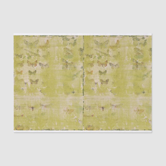 Papier Mousseline Papillon vert vintage Shabby Chic Decoupage (Recto)