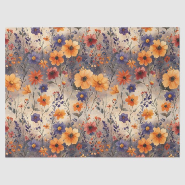 Papier Mousseline Papillon Vintage Fleur Sauvage (3) (Recto)