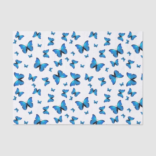 Papier Mousseline Papillons bleus (Recto)