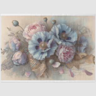 Papier Mousseline Papillons bleus français Pies roses Découpage